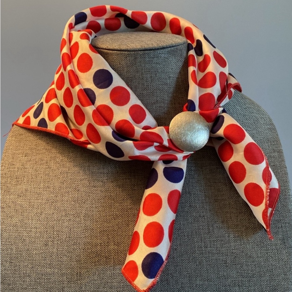 Vintage Polka Dot Satin Scarf